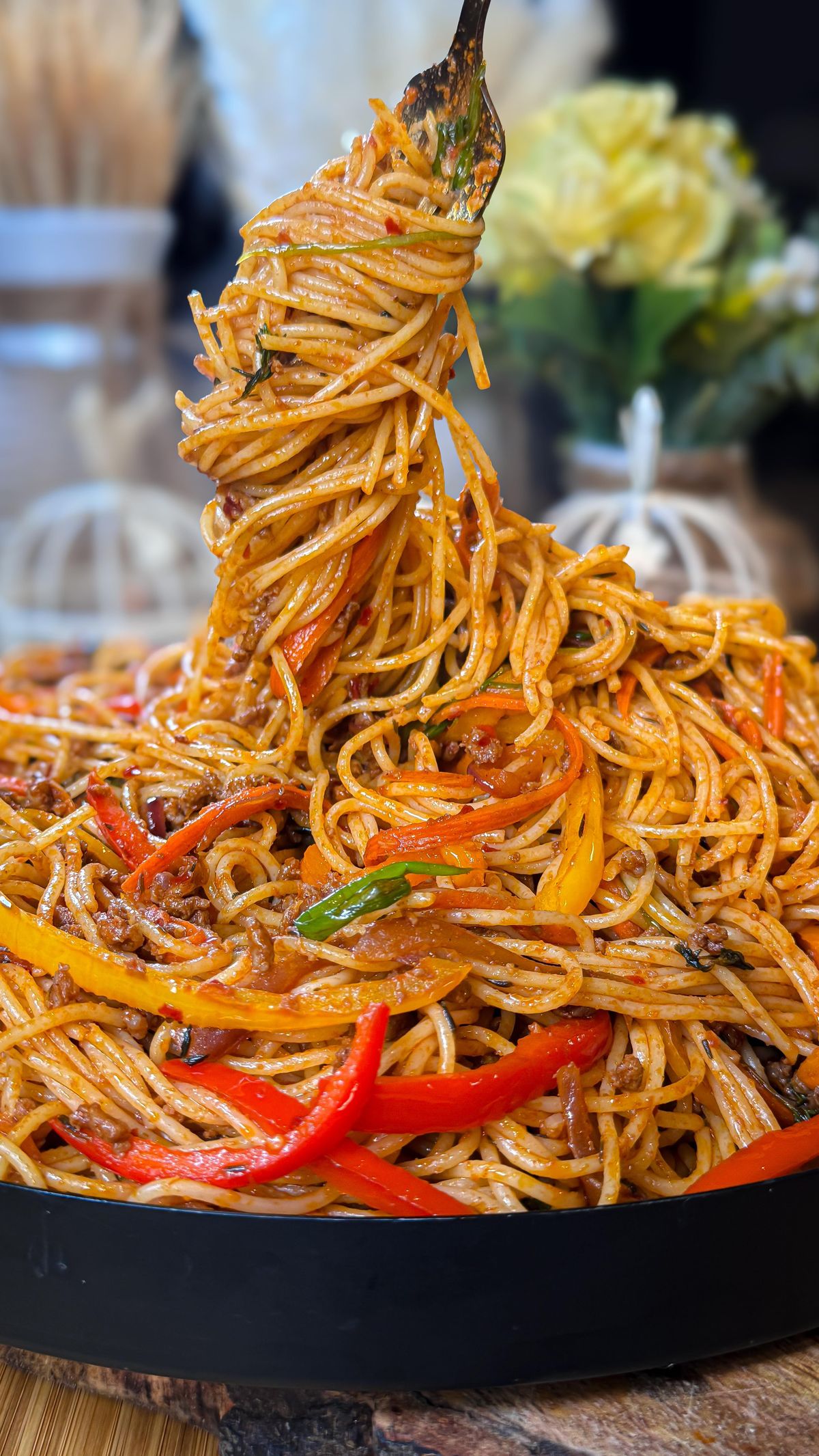 Smoky Pasta with creamy sauce and herbs